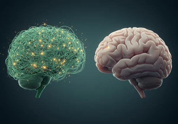 एडीएचडी में मस्तिष्क के अंतर का अमूर्त चित्रण