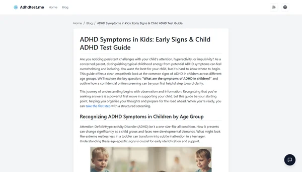 ADHD Symptoms in Kids: Early Signs & Child ADHD Test Guide