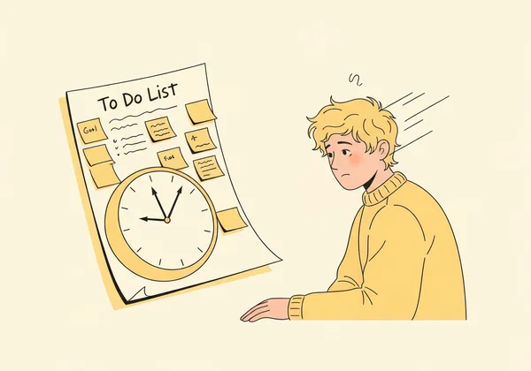 Person overwhelmed by time management