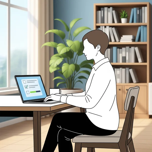 Person taking online ADHD screening test on laptop at home