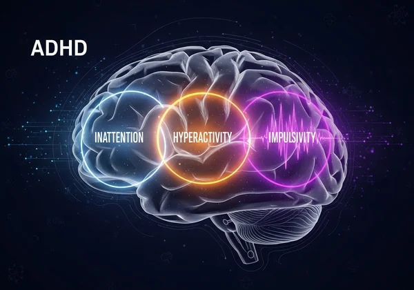 Abstract representation of a brain with three distinct areas