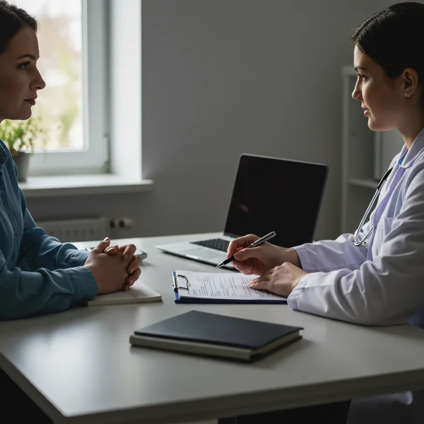 Person speaking with a healthcare professional about ADHD.