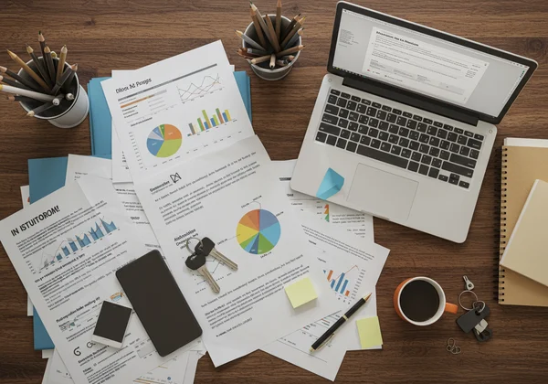 Disorganized desk with lost items, representing inattention