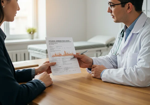 Paziente discute il rapporto ADHD online con il medico