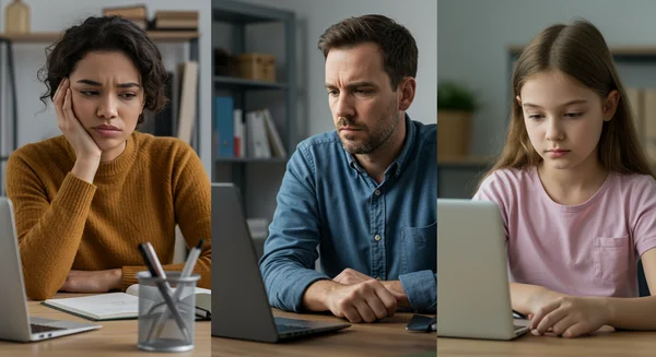 Diverse people showing varied ADHD symptoms