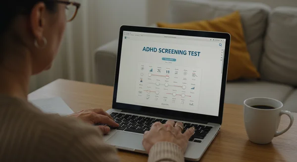 Person taking an online ADHD screening test